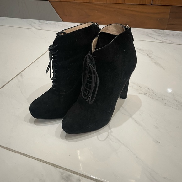Prada Black Suede Lace Up Booties - Size 35 - Picture 1 of 13